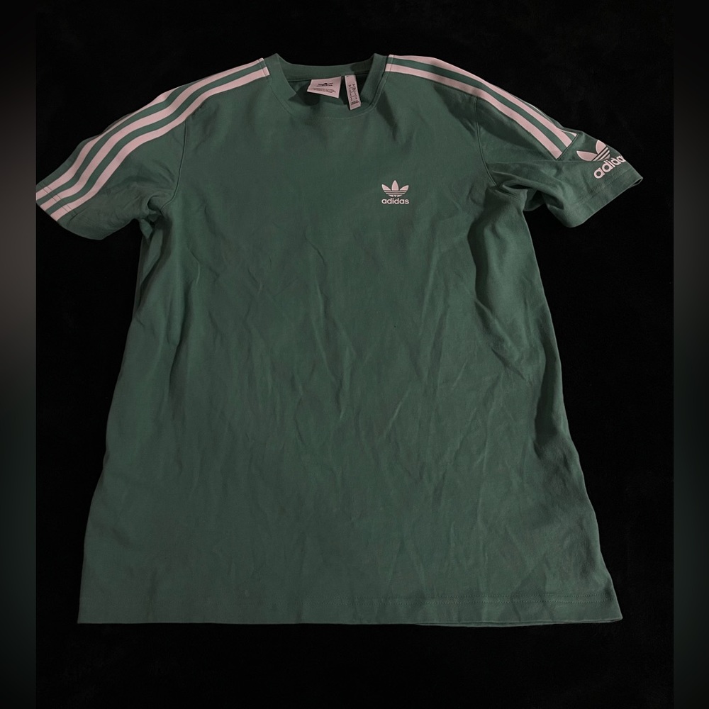 Men’s Adidas Original Classic 3 Stripe T-shirt in Turquoise